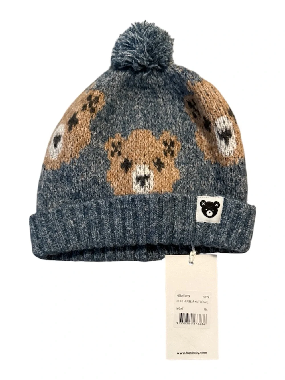 Huxbaby Teddy Bear Crewneck Sweater & Beanie - Blue & Brown